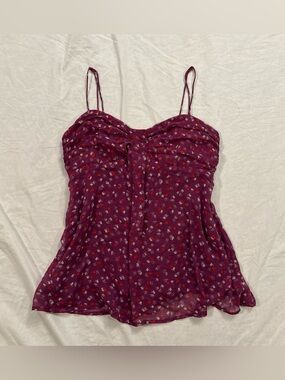 Y2K American Eagle Outfitters Plum Floral Spaghetti Strap babydoll Camisole